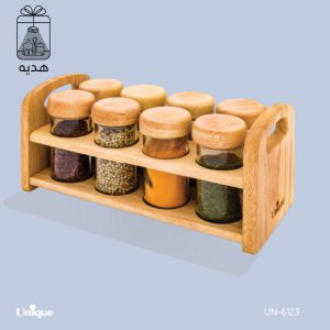 ست ادویه 8تایی مستطیل چوبی یونیک کد 6123
