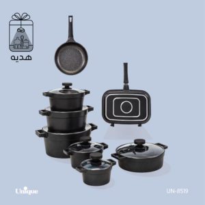 سرویس قابلمه 15 پارچه مشکی یونیک مدل دیاموند کد 8519