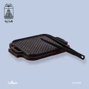 تابه گریل چدن مربع با چوب و انبر یونیک 6015